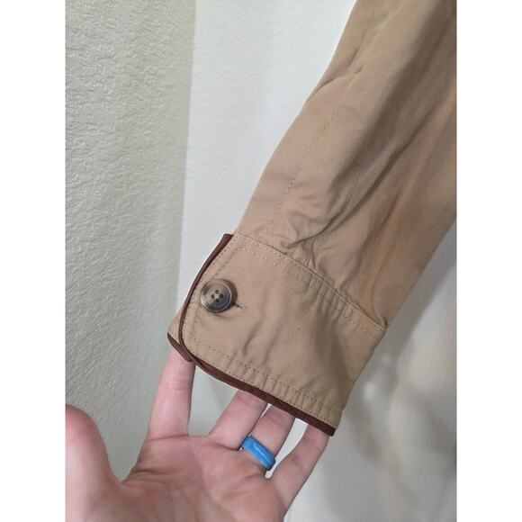 J.L. Powell Khaki Safari Cargo Leather Collar Cotton Tan Jacket, Men's Medium - Picture 7 of 12